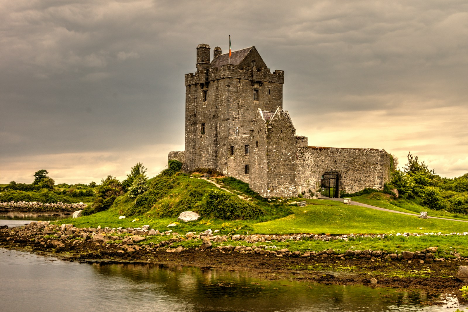 Galway view photography of gray castle on island