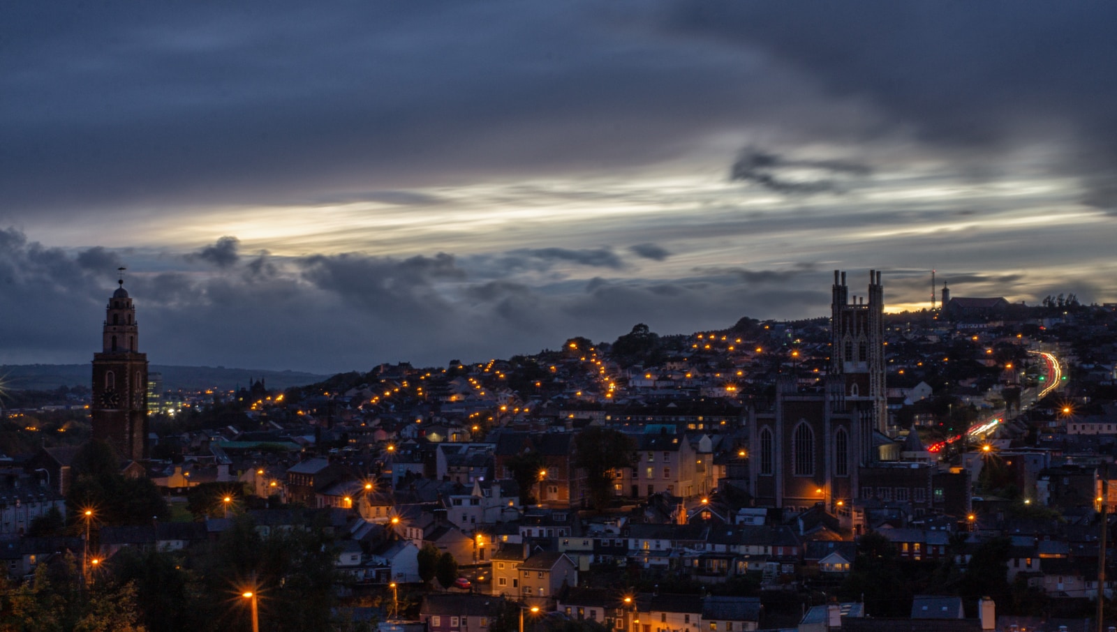 Cork city skyline during night time