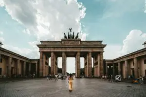 Berlin woman standing near building