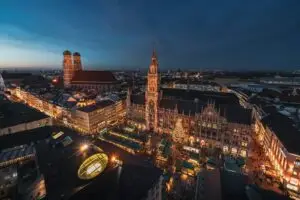 Munich aerial photo of cityscape during nighttime