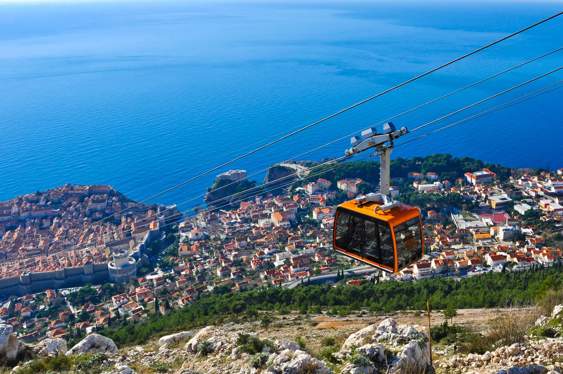 Cable,Car,Moving,Down,To,Dubrovnik