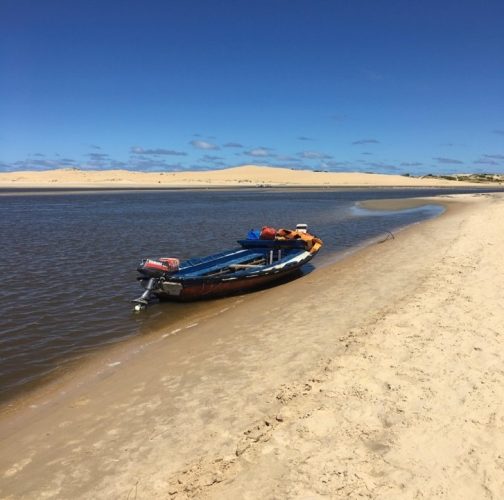 Boat to cross the river to Cabo Polonio